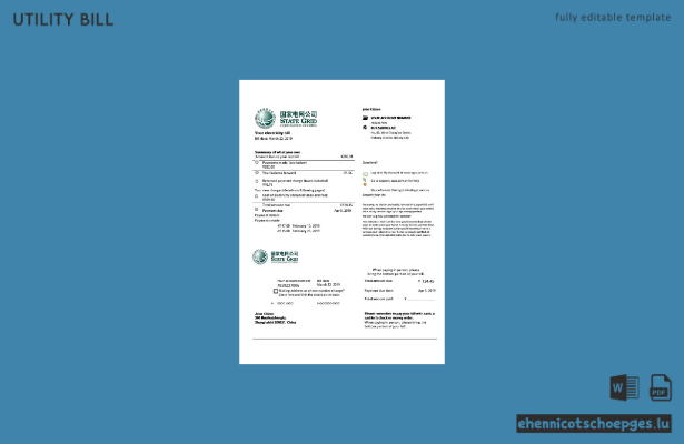 Beispiel einer Stromrechnung der China State Grid Corporation of China (Vorschau)